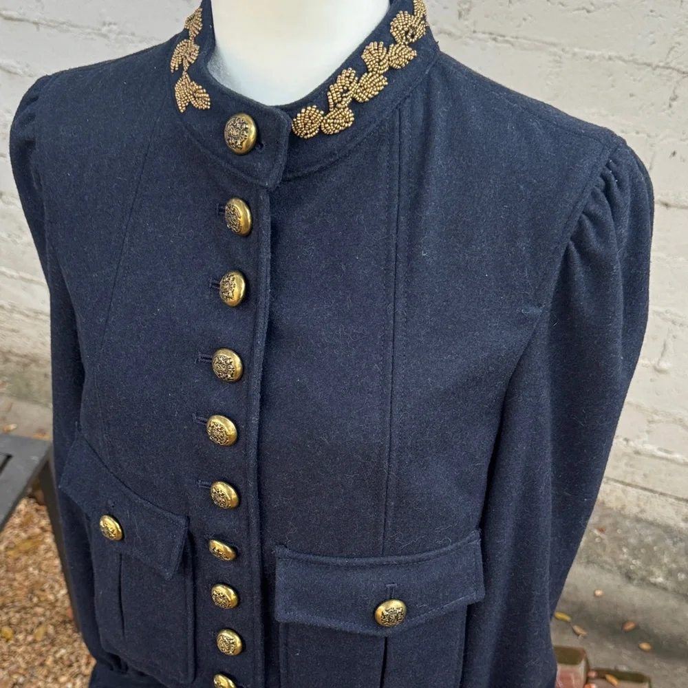 Free People Wool Regan Puff Sleeve Military Jacket Blazer Size S - Picture 6 of 14